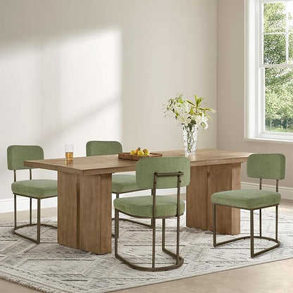 KISLOT Dining Chairs Set of 2, Upholstered Modern Kitchen Chairs with Ergonomic Backrest, Fabric Cushion Seat & Wire Drawing Metal Legs for Living Room, Restaurant, and Café, Olive