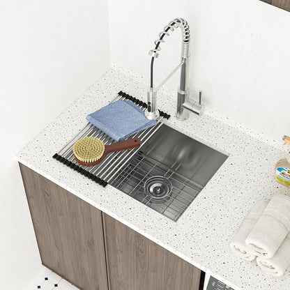 Lordear 21 Laundry Sink Stainless Steel 21" x 18" x 12" Undermount Sink Single Bowl 16 Gauge Stainless Steel Deep Laundry Room Utility Sinks 12 Inch Deep