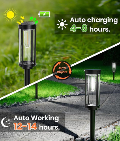 NEWMESSI 12 Pack Solar Pathway Lights Outdoor,Super Brightness IP65 Waterproof Auto On/Off Solar Path Lights, Garden Solar Powered Landscape Lighting for Outside Yard Garden Driveway Walkway Decor