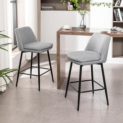 Modern Dining Chairs,Set of 2,Sturdy and Stylish,Simple Natural Design,Swivel Bar Stools with Back,Versatile Use in Kitchen Island Pub,Applicable to Front Porch,Garden,Patio,Reception Room,LIGHTGREY-