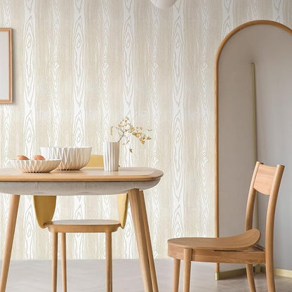 Yun-aeon White and Gold Wood Contact Paper 17.3"x120" Rustic Wooden Peel and Stick Wallpaper Removable Self-Adhesive Wallpaper Wood Grain Contact Paper for Countertops Cabinets