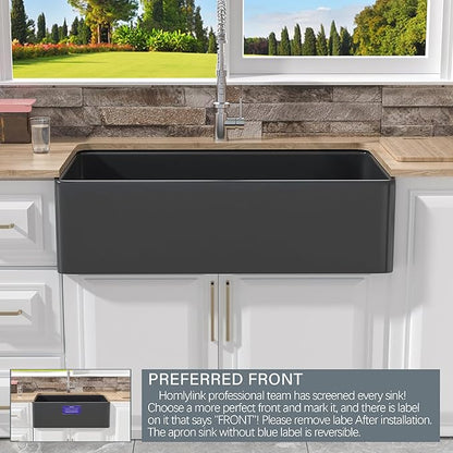 Extra Large Black Farmhouse Sink 36 x 20 Inch, Firecaly Apron Front Undermount Farm Sink Deep Single Bowl for Kitchen, w Accessories 2 Types, Fits MIN. Cabinet Size: 24"Dx39"W
