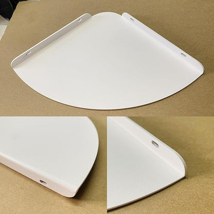 Small Floating Corner Shelves Metal Corner Wall Mounted Shelf Curved Corner Hanging Shelving for Bathroom, Kitchen, Living Room, Office, Bedroom & Dorm (White 2 pcs)