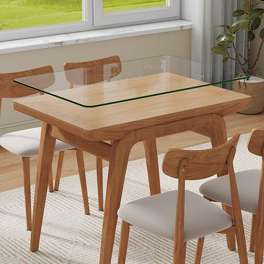 18" x 24" Rectangle Tempered Glass Table Top, Clear Surface 1/4" Thick Flat Polished Edge for Furniture Protection Patio Dining Coffee End Tables (18 in x 24 in)