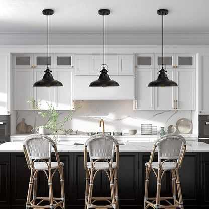 Black Farmhouse Pendant Light,Blacks Pendant Lighting for Kitchen Island,Matte Black Hanging Lighting Fixture Over Sink for Dinning Room Bedroom Hallway,3 Packs