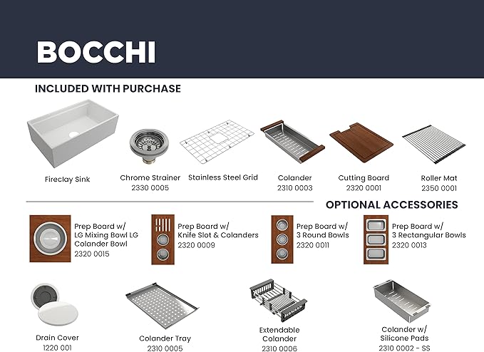 BOCCHI Contempo Workstation Apron Front Step Rim Fireclay 33 in. Single Bowl Kitchen Sink with Accessories in Matte Brown