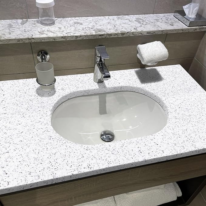 Decoroom Granite Contact Paper for Countertops, 17.7" x 118", Thickened Glossy Waterproof Peel and Stick, Self-Adhesive Marble Wallpaper for Kitchen, Bathroom, Cabinets, and Countertop Refinishing