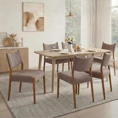 KISLOT Upholstered Dining Chairs Set of 4, Solid Wood Armless Kitchen Chairs with Soft Polyester Fabric, 18.9" Seat Height, Modern Dining Room Seating, 300 lbs Capacity, Brown