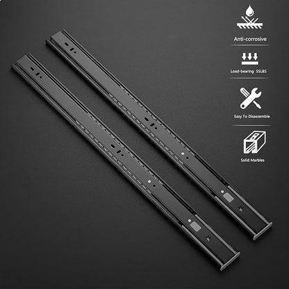 Ravinte 12 Inch Soft Close Drawer Slides 2 Pairs 4 Pack Black Full Extension Ball Bearing Drawer Glide Side Mount