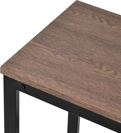 Solid Wood 4-Piece Kitchen Dining Table Set, Counter Height Bar Table Set with 3 Stools and Storage Shelves, Perfect for Home, Kitchen, Living Room (Dark Brown-1)