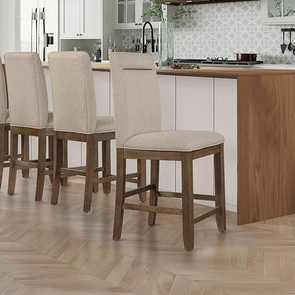 Steve Silver Furniture Garland Counter Chairs, Set of 2 Chairs, 24-Inch Seat Height, 100% Polyester Fabric, 300lb Capacity, Kitchen Island, Dining Room, 23.5" L x 20" W x 47.3" H, Sand