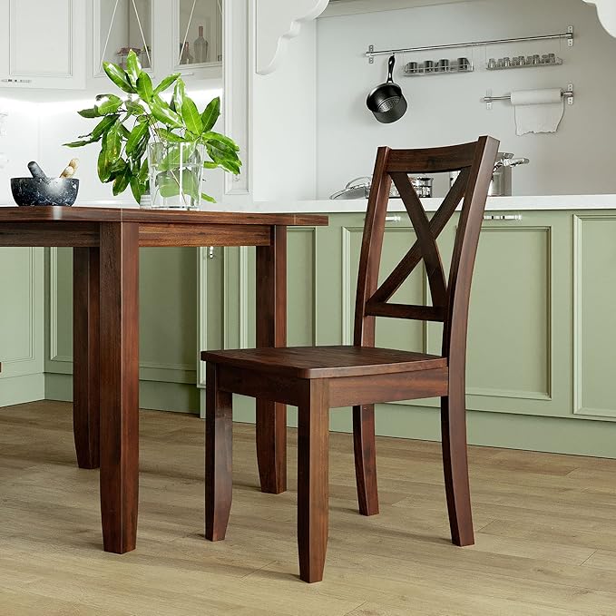Rustic Style 3-Piece Wood Dining Table Set with Extendable Drop Leaf Table and 2 X-Back Chairs,for Small Places Restaurant Kitchen Furniture