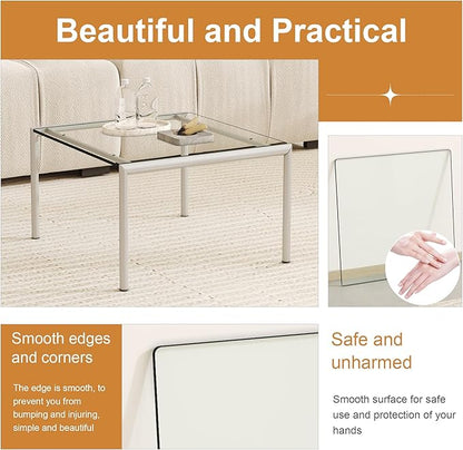 20" x 20" Tempered Glass Table Top Square 0.23" Thick Flat Polished Edge Top Protector for Dining, Patio, Coffee Table (20x20 inch)