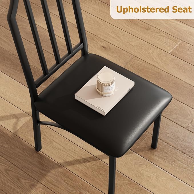 IDEALHOUSE Dining Table Set for 4, Kitchen Table Set of 4 with Upholstered Cushion Chairs, Dining Room Table Set with Kitchen Chairs, Easy to Assemble, Suitable for Apartment - (Cloud Gray)