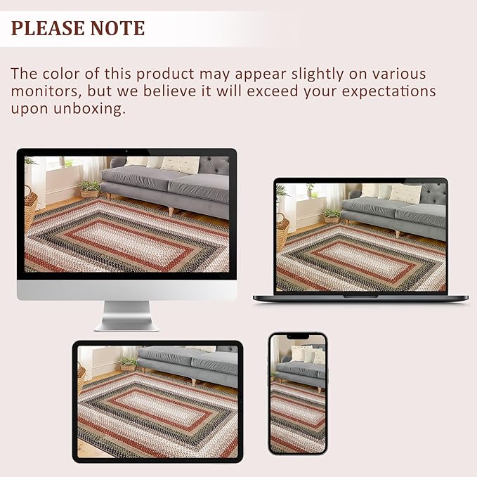 Imitation Braided Collection-Print Washable Rugs 5x7 Rug for Living Room Modern Geometric Rugs for Bedroom Farmhouse Non Slip Entryway Rug Soft Stain Resistant Carpet for Entrance Dining Room