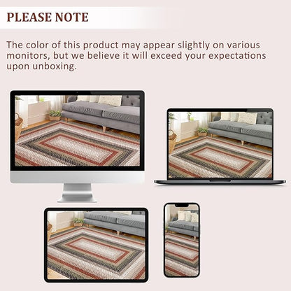 Imitation Braided Collection-Print Runner Rugs for Hallway 2x8 Rug Runner Kitchen Rugs Non Slip Washable Modern Soft Hallway Runner Contemporary Low Pile Rug for Living Room Bedroom Nursery