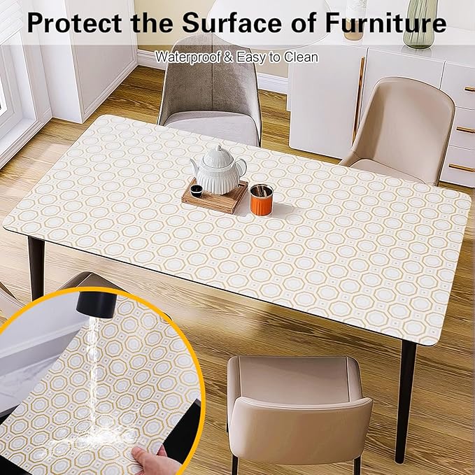 Drawer and Shelf Liner for Kitchen Cabinet,Non-Adhesive Cabinet Liner 18in x 20FT,Waterproof Shelf Paper Non-Slip Mats Cupboard Liners Contact Protect Dresser/Shelves/Table-Gold Octagonal