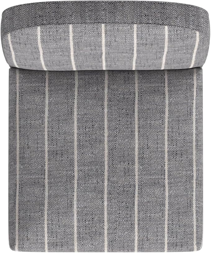HomePop Home Decor |Rounded Back Upholstered Counterstool | 24 Inch Bar Stools | Decorative Home Furniture, Midnight Gray Woven Stripe