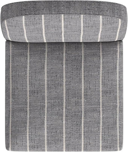 HomePop Home Decor |Rounded Back Upholstered Counterstool | 24 Inch Bar Stools | Decorative Home Furniture, Midnight Gray Woven Stripe