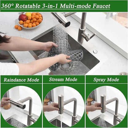 20 Inch Kitchen Sink Drop In with Faucet Combo-Brovy 20x16 Small Outdoor Stainless Steel Kitchen Sink Drop-In 18 Gauge Single Bowl Top Mount Wet Bar Sinks with Mat&Drainer