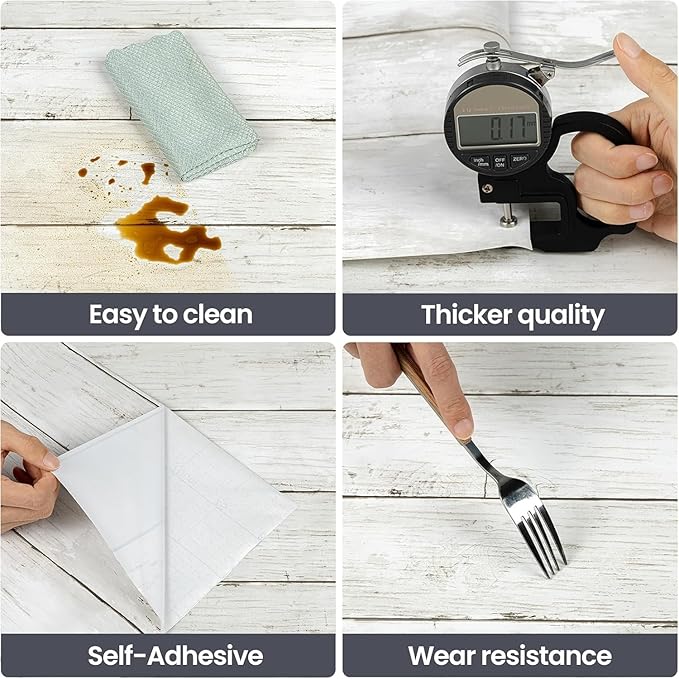 Peel and Stick Wallpaper with Tools 17.7" X 393" - White Gray Wood Contact Paper Shiplap Wall Paper Self-Adhesive Removable Decorative Wall Covering - Vintage Wood Plank Film for Home Decoration
