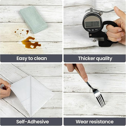 Peel and Stick Wallpaper with Tools 17.7" X 393" - White Gray Wood Contact Paper Shiplap Wall Paper Self-Adhesive Removable Decorative Wall Covering - Vintage Wood Plank Film for Home Decoration