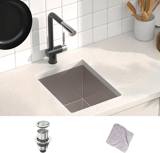 MENSARJOR 14 x 18 Inch Undermount Sink, 16 Gauge Stainless Steel, Handmade for Kitchen, Bar, or Outdoor Use