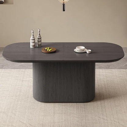 Miuuod 70.86" Extra Large Oval Dining Table for 4-8 People, Modern Kitchen Dining Room Table with Wave Base Legs, Contemporary Wood Table for Home Apartment Dark Grey