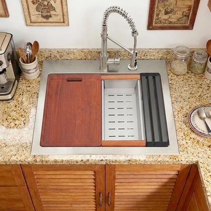 Drop In Kitchen Sink 26" X 22",Top Mount 16 Gauge Stainless Steel Workstation Sink,Single Bowl Kitchen Sinks