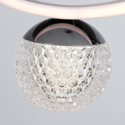 ORANOOR Modern LED Globe Pendant Light, 39in Dimmable Black Hanging Chandelier Light Fixture, 2-Wave Kitchen Pendant Lighting Over Island, Dining Room Lights Ceiling Hanging Over Table (2-Bulb)