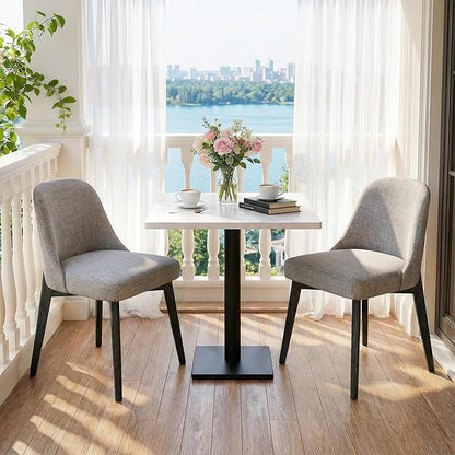 Casaphoria Set of 2 Upholstered Dining Chairs, Light Grey Fabric Kitchen Chairs with Black Wood Legs, Modern Accent Chairs for Dining Room, Living Room or Kitchen