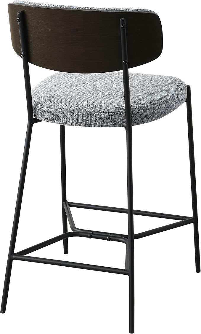 Coaster Home Furnishings - Elison - Counter Height Stools (Set of 2) - Curved Backrest, Padded Seat, Footrest - Kitchen & Dining - 24-inch - Grey - 182646