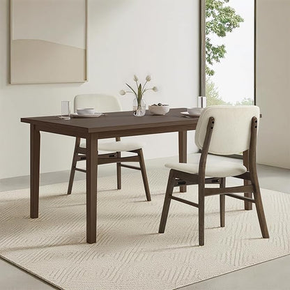 KISLOT Wooden Dining Chairs Set of 4, Upholstered Modern Dining Room Chairs, Mid Century Solid Oak Wood Kitchen Chairs for Living Room, Restaurant, Farmhouse (Cream Fabric & Walnut Color)