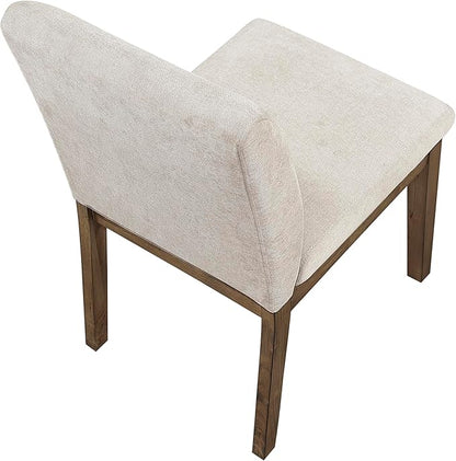 Lexicon Modern Dining Chairs Set of 2 - Textured Fabric Upholstered Kitchen Chairs, Solid Wood Legs, Small Accent Seating for Dining Room Table, Comfy Kitchen, Living Room, Easy Assembly, Brown Gray