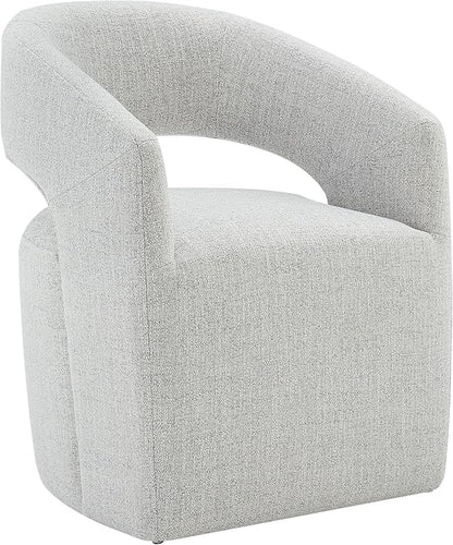 KISLOT Upholstered Dining Chairs with Casters No Assembly Modern Barrel Armchair with Rollers for Diningroom Bedroom Livingroom Reading Room,Milk
