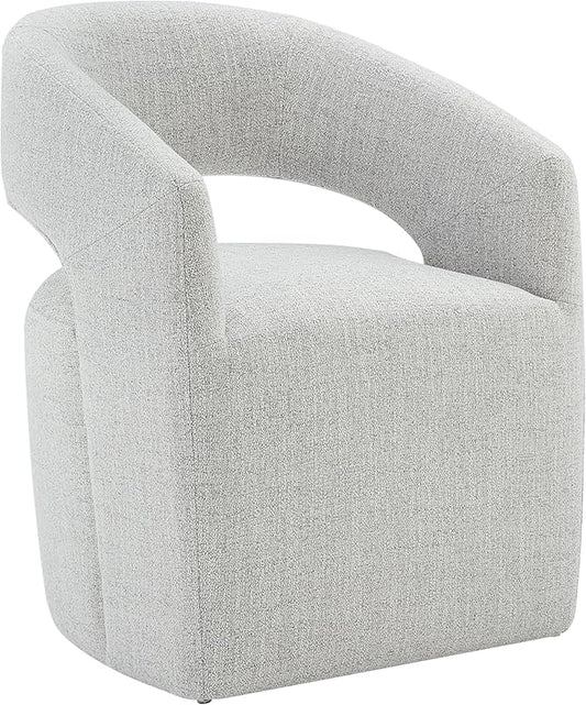 KISLOT Upholstered Dining Chairs with Casters No Assembly Modern Barrel Armchair with Rollers for Diningroom Bedroom Livingroom Reading Room,Milk
