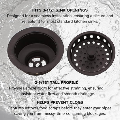 Westbrass A2165-12A 4-1/4" OD Post Style Large Kitchen Basket Strainer with Waste Disposal Flange and Stopper Drain Set, Antique Bronze