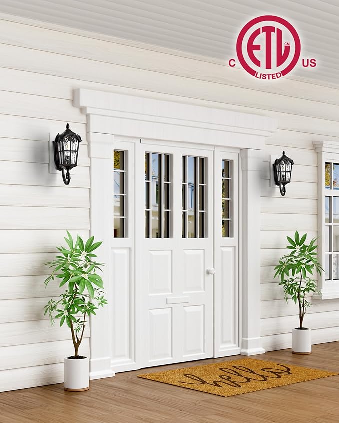 VIANIS Exterior Lighting Fixtures Dusk to Dawn, Vintage Oil Rubbed Bronze Front Porch Lights with Gold Trim, Waterproof and Anti-Rust Outdoor Wall Light Fixtures for House, Porch, Garden, Doorway