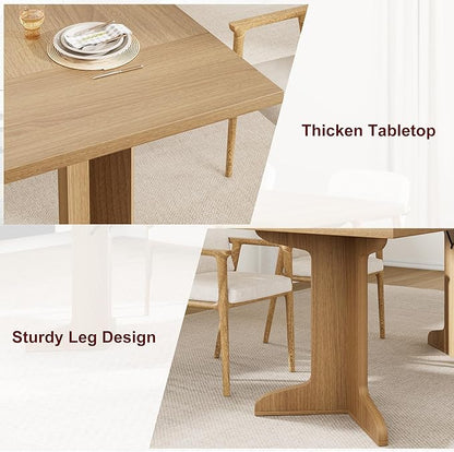 GAOMON 71.1 Inch Dining Table for 6-8 People, Farmhouse Rectangle Kitchen Table, Large Wooden Dinner Table with Thicken Tabletop and Sturdy Legs, Kitchen and Dining Room Furniture, Oak
