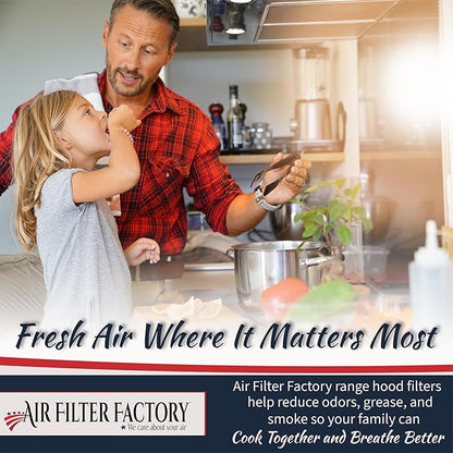 Air Filter Factory LL62F, LL6200, MM 6500 Compatible For Broan Nutone Aluminum Grease Mesh Charcoal Carbon Combo Range Hood Filter