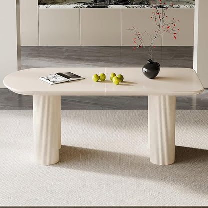 Guyii 70" Dining Table, Modern Kitchen Table for 6 People, Indoor Dining Table for Kitchen, Bar, Living Room, Small Space, Cream White, Table Only
