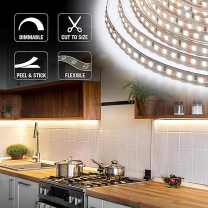 Armacost Lighting RibbonFlex Pro 12V White LED Strip Lights 120 LED/m, 5000K, 8.2 ft 163210