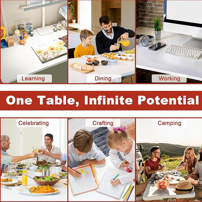 Elevon 6FT Folding Tables – Heavy Duty Portable Foldable Table with Built-in Handle, 300 lb Capacity – Ideal for Events, Parties, Crafts, Camping & Dining (7-Pack)