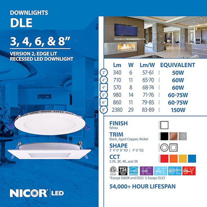 NICOR Lighting DLE821202KRDAC DLE Recessed Lighting Kit, 8, Aged Copper