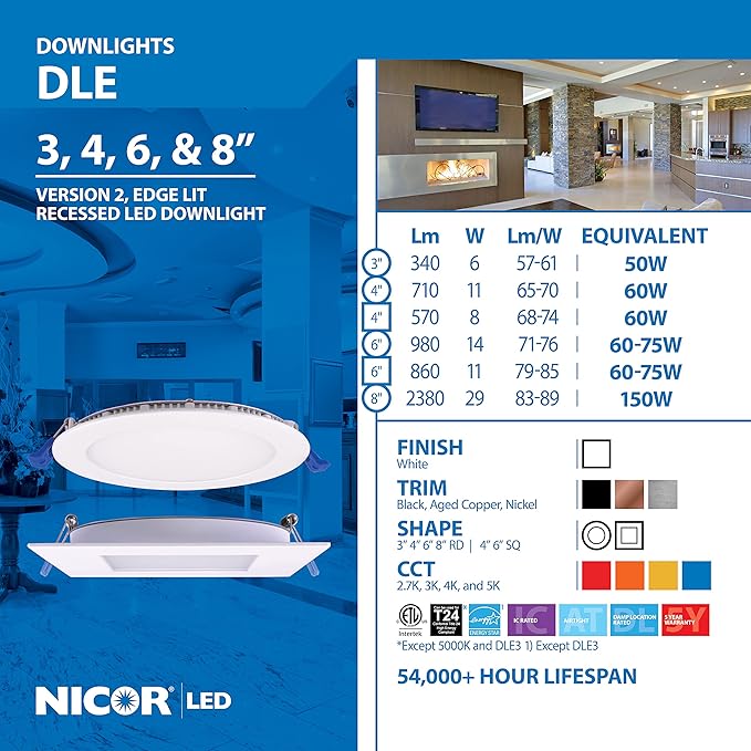 NICOR Lighting DLE821202KRDWH Recessed Lighting Kit, White