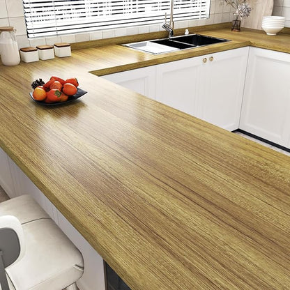 WESTICK Brown Wood Peel and Stick Wallpaper Light Wood Grain Contact Paper for Countertops Desk Waterproof Vintage Natural Wooden Vinyl Wrap for Cabinets Kitchen Island Bathroom Table 15.8"x80"