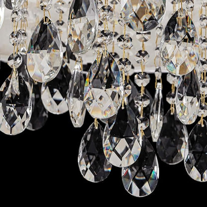 LumFurn X-Large 6-Light Drum Capiz Shell Crystal Chandeliers, Coastal Style Pendant Light Fixture for Dining Room, Living Room, D24 x H23~71 inch(Adjustable), Shell Lampshade & Gold Finish