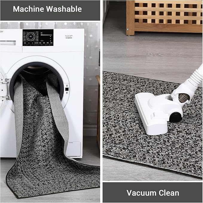 Washable Area Rug 10x13 Rug for Living Room Modern Rugs for Bedroom Imitation Braided Large Area Rug Non Slip Throw Rugs Stain Resistant Carpet for Nursery Dining Room 10'x13' Grey/Brown