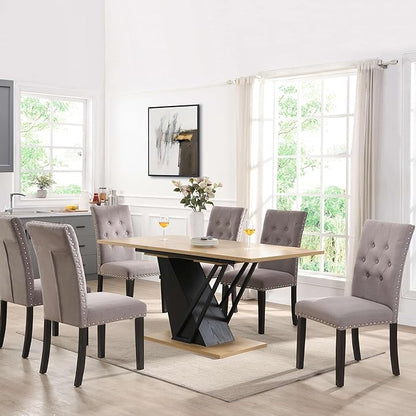 62" Extendable Island Table, Rustic Dining Table with Metal Frame, Mid Century Dining Table with MDF Top for Kitchen Dining Office, Black+Natural