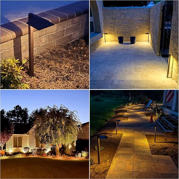 Equinox Outdoor Low Voltage Landscape Lighting 0.6W LED 3100K Warm White Metal 12V Pathway Lights Charcoal Brown 8PK Kits with Connector and Stake (8Pack)